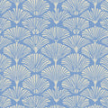 Ginkgo Fan Mural Wallpaper — Art Deco Blue and Cream Pattern Mural Wallpaper - room preview 02