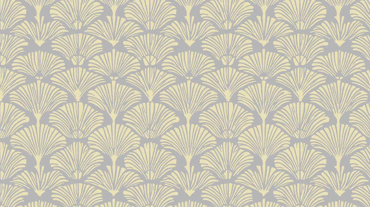 Ginkgo Fan Leaf Mural Wallpaper — Modern Botanical Print Mural Wallpaper - room preview 02