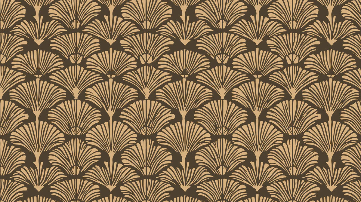 Ginkgo Fan Mural Wallpaper — Art Deco Inspired Design Mural Wallpaper - room preview 02