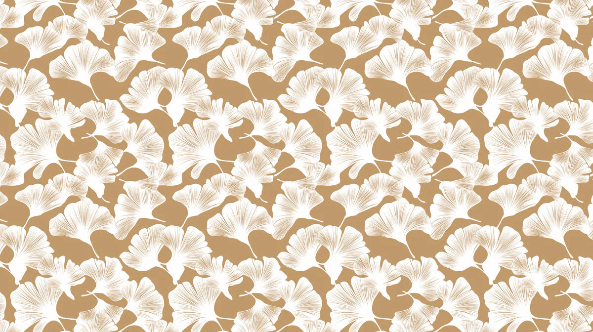 Ginkgo Leaf Botanical Mural Wallpaper — Warm Earthy Pattern Mural Wallpaper - room preview 02