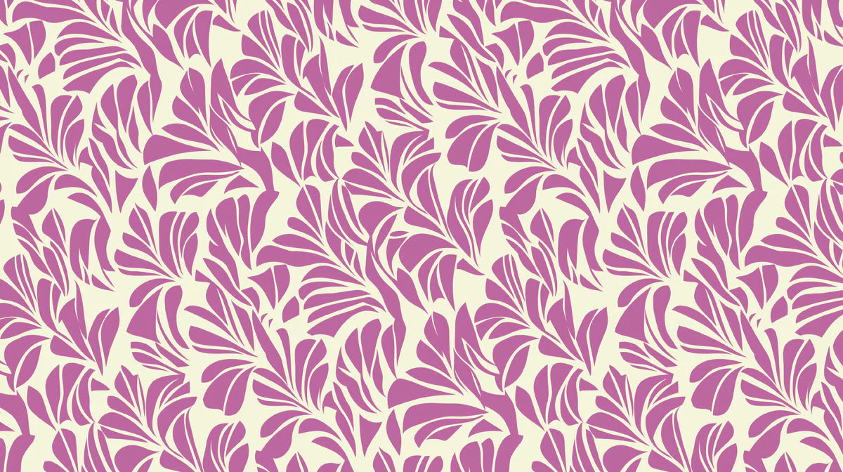 Lavender Leaf Abstract Mural Wallpaper — Soft Botanical Design Mural Wallpaper - room preview 02