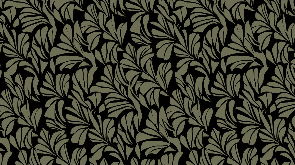 Olive Leaf Silhouette Mural Wallpaper — Moody Botanical Print Mural Wallpaper - room preview 02