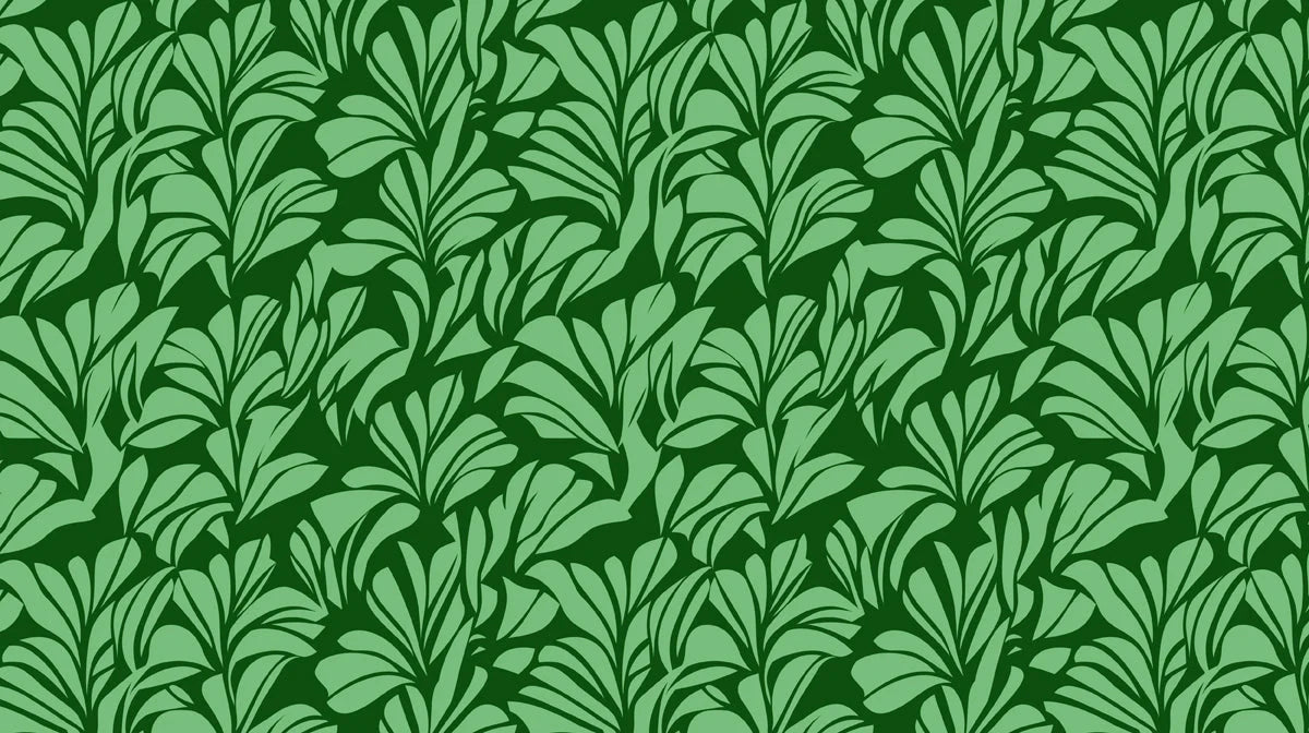 Emerald Botanical Fan Mural Wallpaper — Modern Nature Graphic Mural Wallpaper - room preview 02