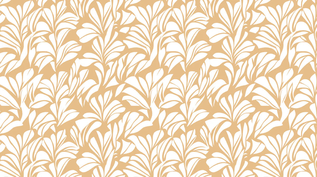 Caramel Botanical Leaf Mural Wallpaper — Organic Pattern Mural Wallpaper - room preview 02