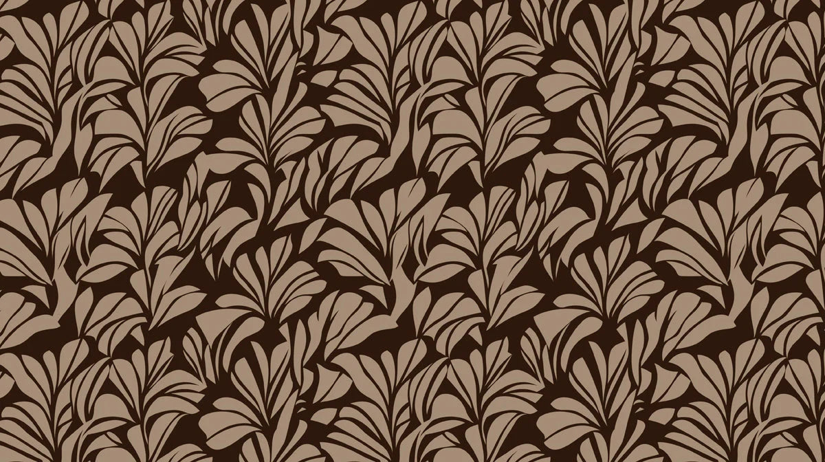 Mocha Leaf Botanical Mural Wallpaper — Organic Graphic Pattern Mural Wallpaper - room preview 02