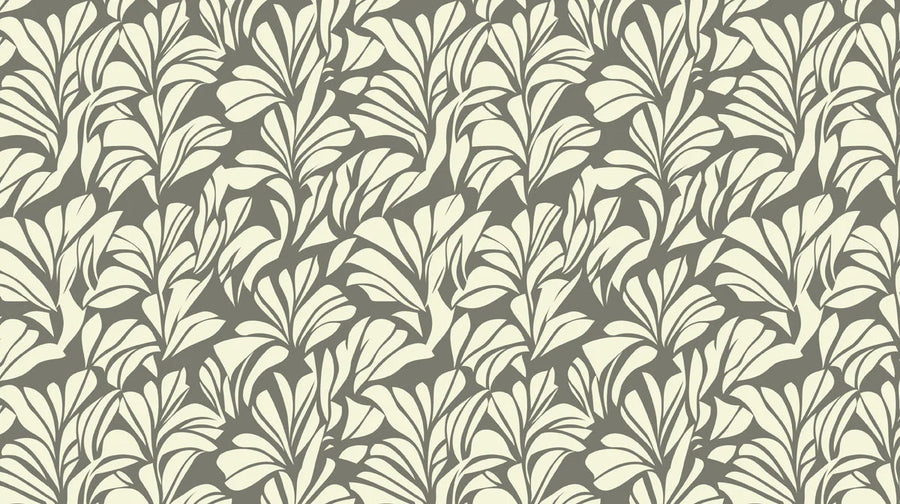 Botanical Wallpaper Mural – Leaf & Plant Wall Mural – Abstract Leaf Botanical — Earthy Sage and Cream printable artwork