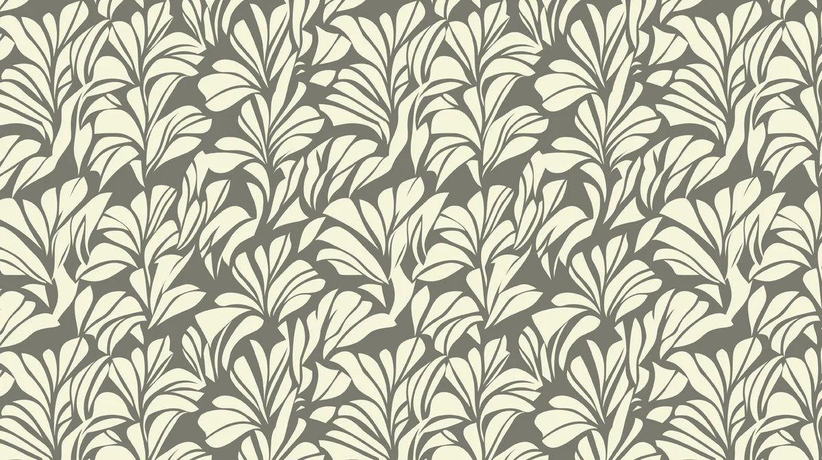 Abstract Leaf Botanical Mural Wallpaper — Earthy Sage and Cream Mural Wallpaper - room preview 02