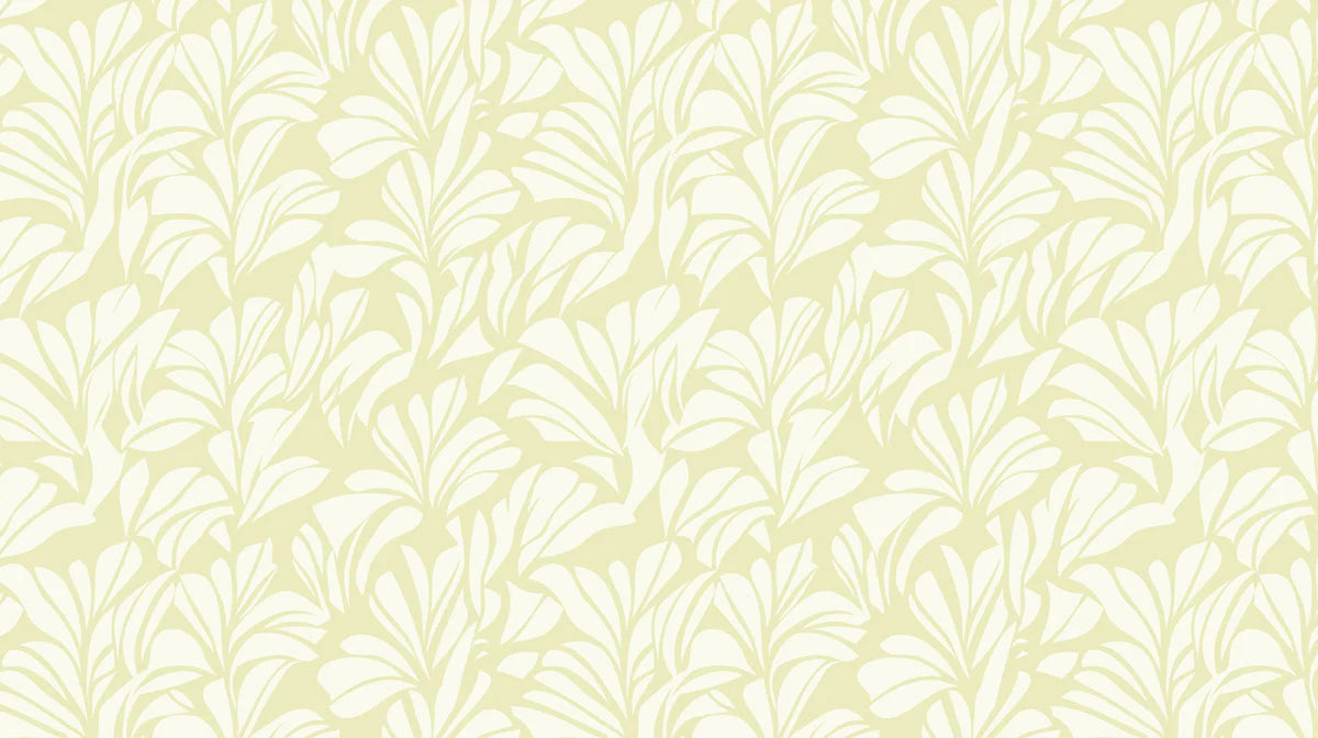 Vanilla Leaf Botanical Mural Wallpaper — Soft Pale Yellow Pattern Mural Wallpaper - room preview 02