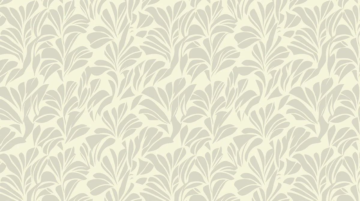 Abstract Leaf Silhouette Mural Wallpaper — Soft Neutral Design Mural Wallpaper - room preview 02