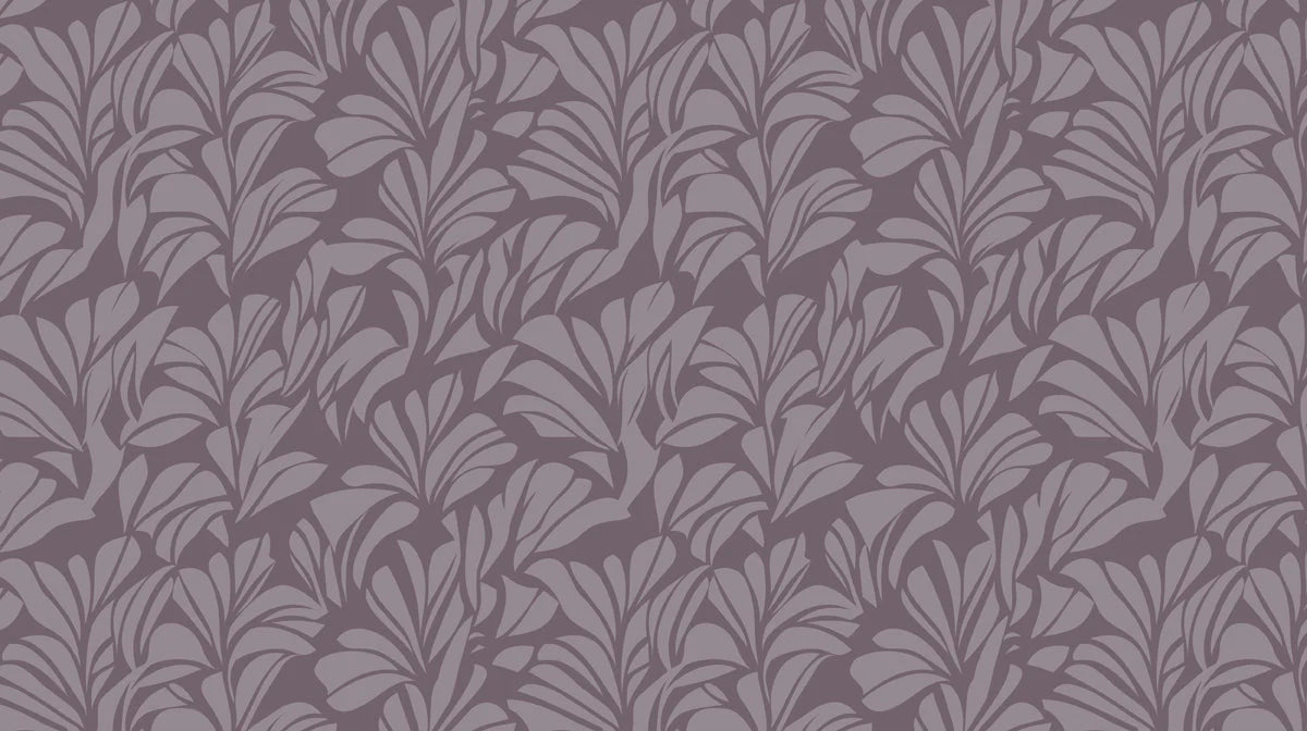 Abstract Foliage Mural Wallpaper — Muted Mauve and Plum Pattern Mural Wallpaper - room preview 02