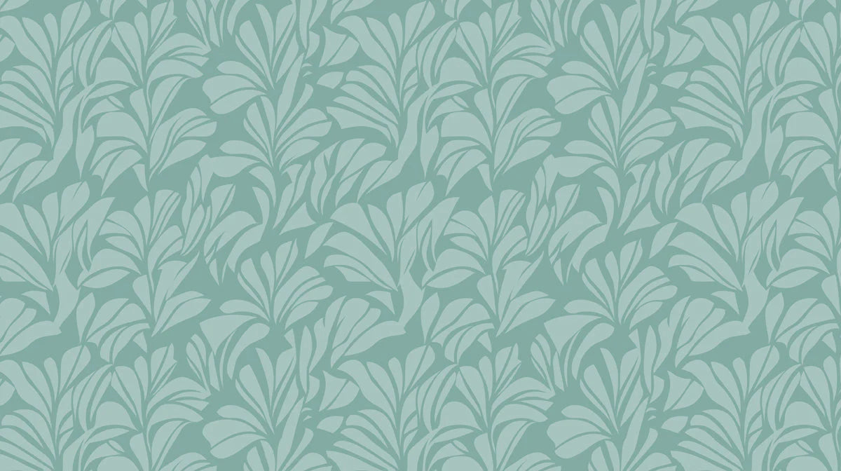 Sage Botanical Leaf Mural Wallpaper — Minimalist Nature Pattern Mural Wallpaper - room preview 02