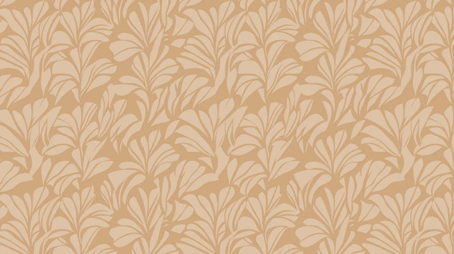 Abstract Wallpaper Mural – Modern Art Wall Mural – Abstract Leaf — Minimalist Warm Ochre Botanical printable artwork