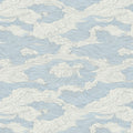 Japanese Wave Line Art Mural Wallpaper in Soft Blue and Cream Mural Wallpaper - room preview 02