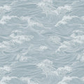 Japanese Wave Line Art Mural Wallpaper — Dusty Blue Ocean Mural Wallpaper - room preview 02