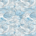Whirling Seafoam Mural Wallpaper — Artistic Fluid Line Design Mural Wallpaper - room preview 02