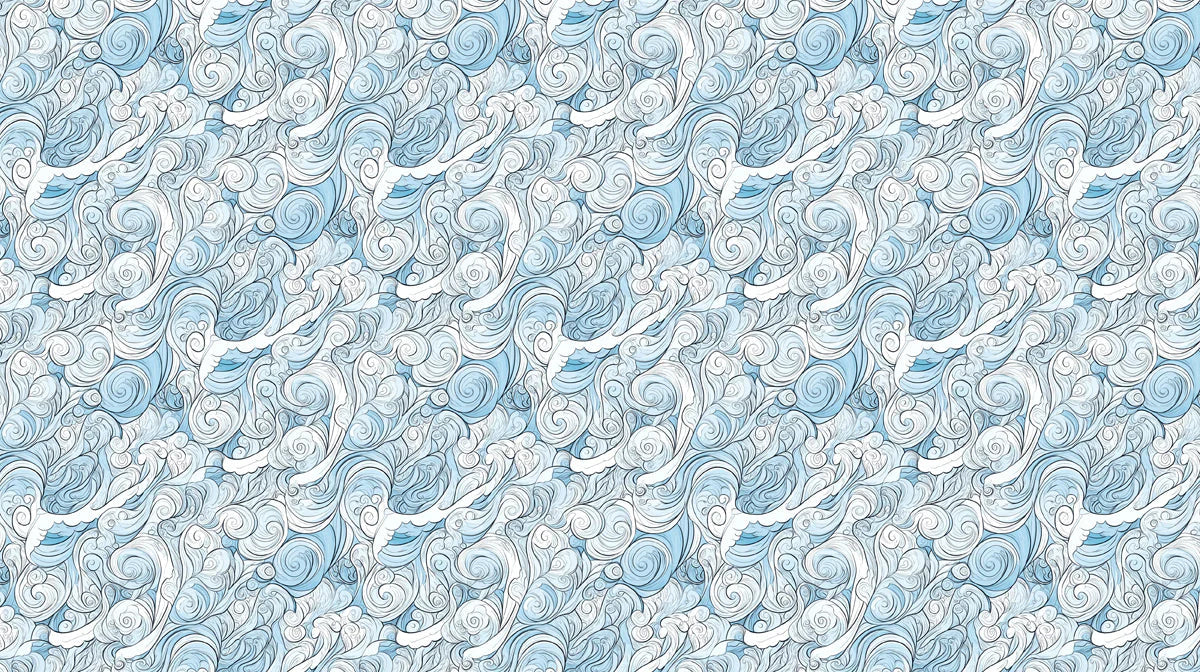 Oceanic Swirl Mural Wallpaper — Artistic Blue Nautical Pattern Mural Wallpaper - room preview 02