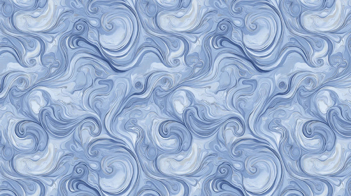 Cerulean Swirl Marble Mural Wallpaper — Fluid Modern Art Mural Wallpaper - room preview 02