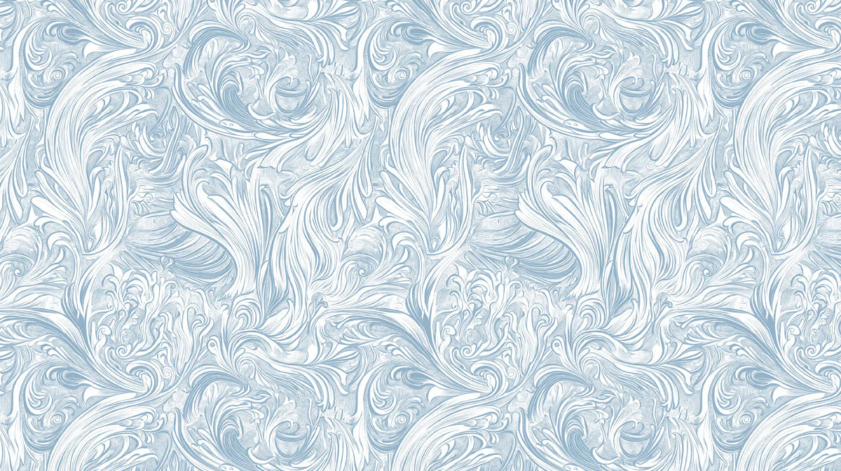 Cerulean Swirl Mural Wallpaper — Artistic Fluid Pattern Mural Wallpaper - room preview 02