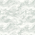 Japanese Wave Line Art Mural Wallpaper — Sage on Ivory Mural Wallpaper - room preview 02