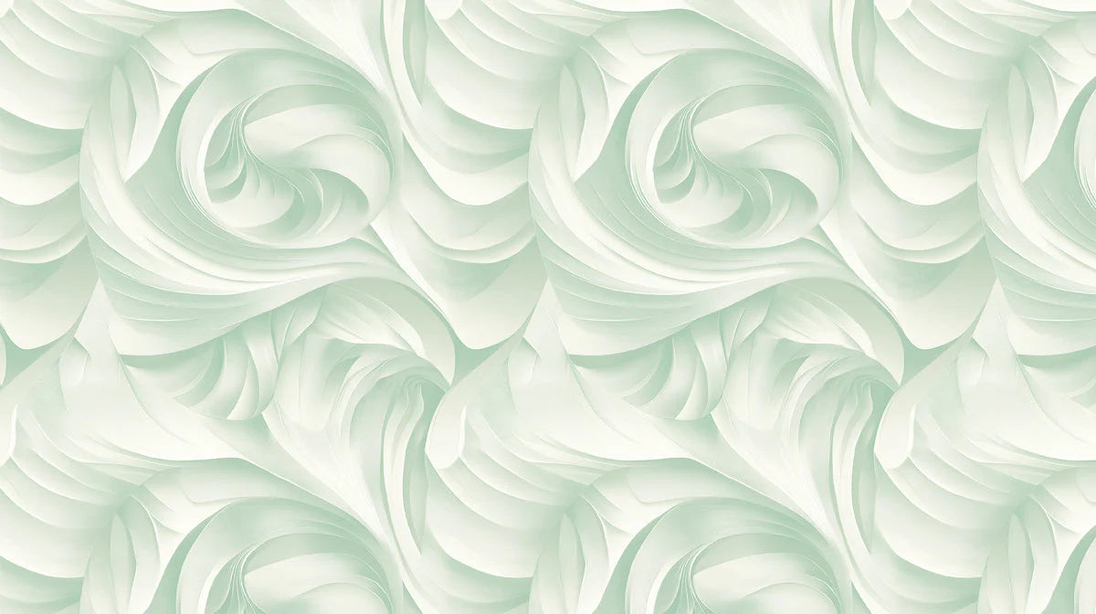 Mint Dreamwave Mural Wallpaper — Fluid Abstract Swirls Mural Wallpaper - room preview 02