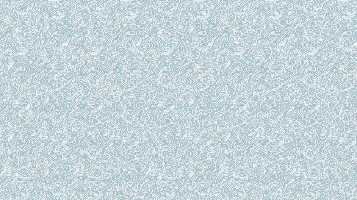 Stormwave Line Art Mural Wallpaper — Soft Blue Swirl Pattern Mural Wallpaper - room preview 02