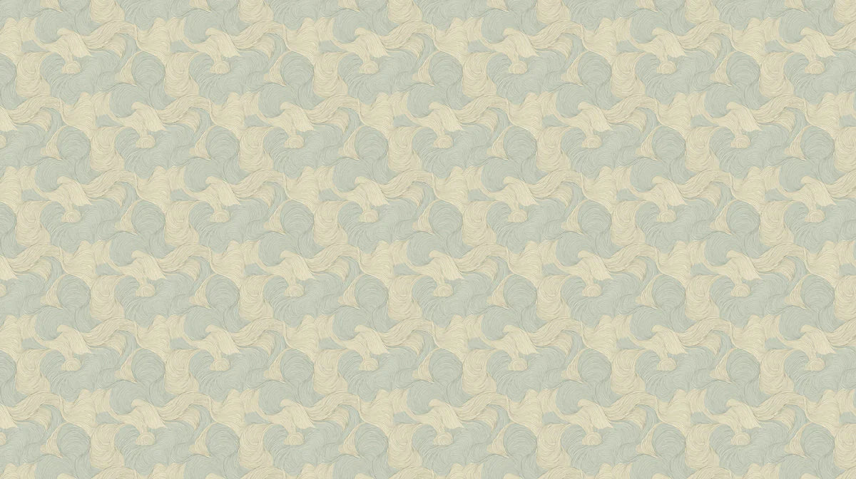 Abstract Swirl Mural Wallpaper in Mint and Cream Mural Wallpaper - room preview 02