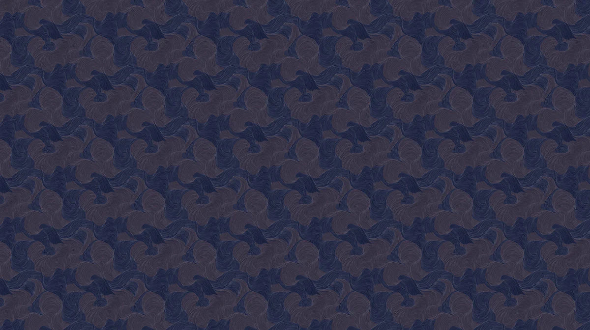 Midnight Swirl Mural Wallpaper in Dark Navy and Charcoal Mural Wallpaper - room preview 02