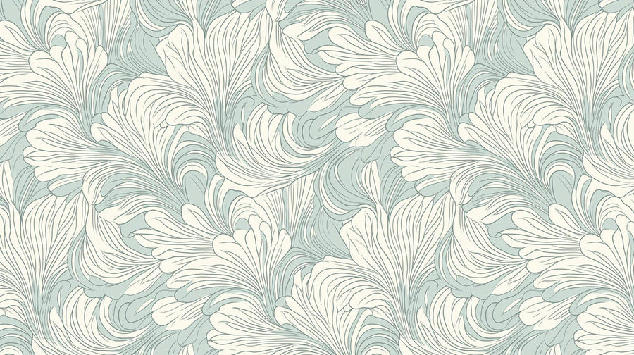 Vliestapete Federwelle – Vliestapete Flüssige Kunst Salbeigrün und Elfenbein printable artwork