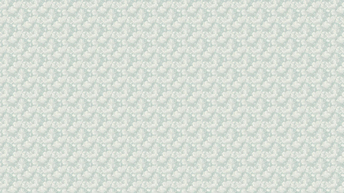 Feathered Wave Mural Wallpaper — Soft Sage and Cream Botanical Mural Wallpaper - room preview 02