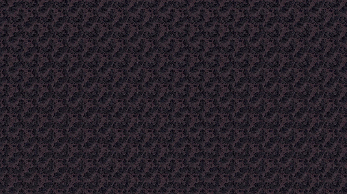 Midnight Plum Botanical Mural Wallpaper — Dark Floral Wave Motif Mural Wallpaper - room preview 02