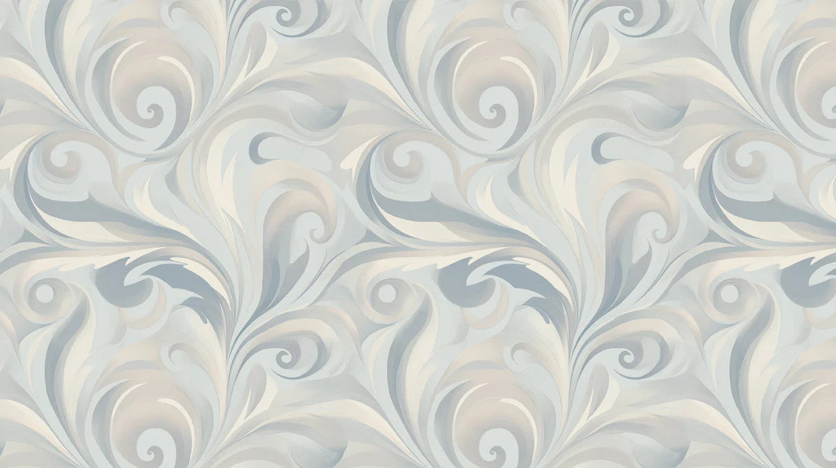 Marbled Swirl Mural Wallpaper — Soft Blue and Cream Pattern Mural Wallpaper - room preview 02