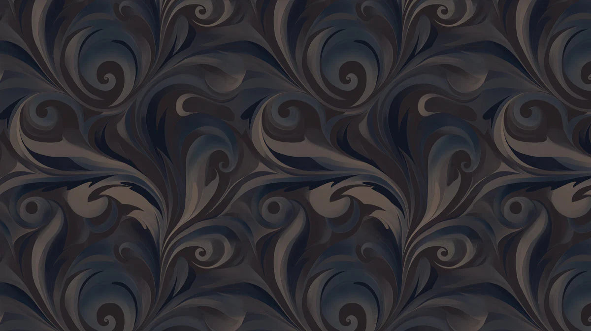 Midnight Swirl Mural Wallpaper — Moody Abstract Pattern Mural Wallpaper - room preview 02