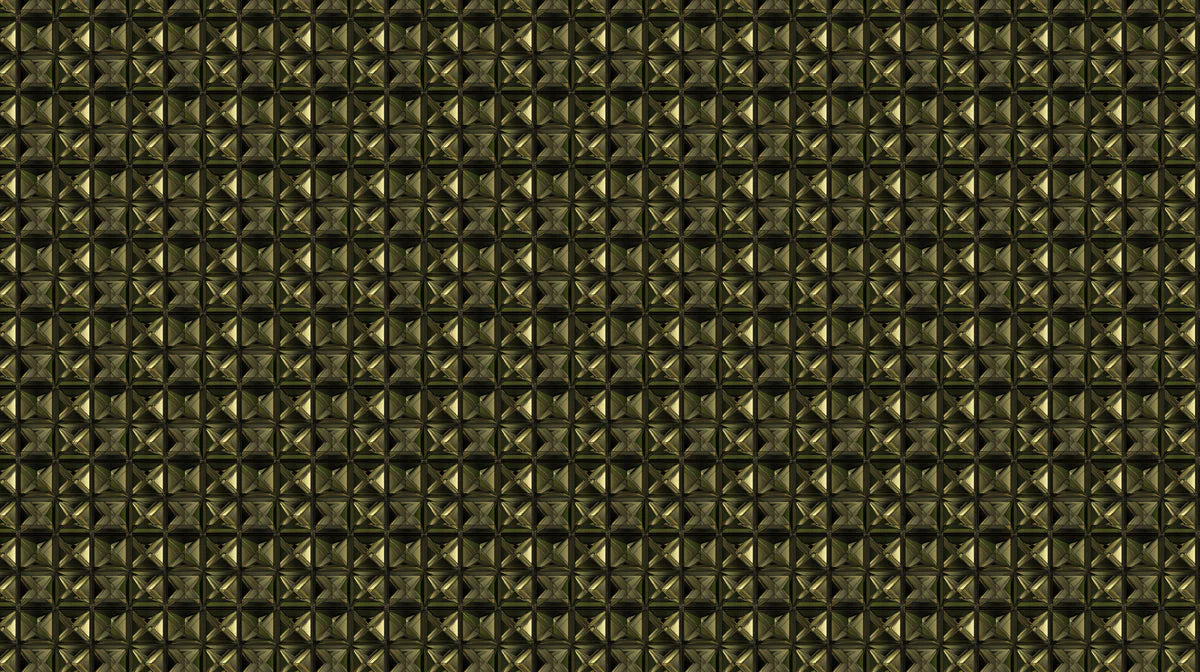 Pyramid Grid Mural Wallpaper in Deep Olive and Gold Mural Wallpaper - room preview 02