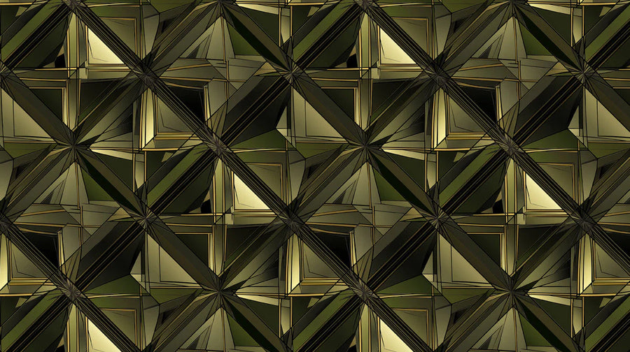 Papier peint mural géométrique Diamant en Vert Olive Foncé et Or printable artwork