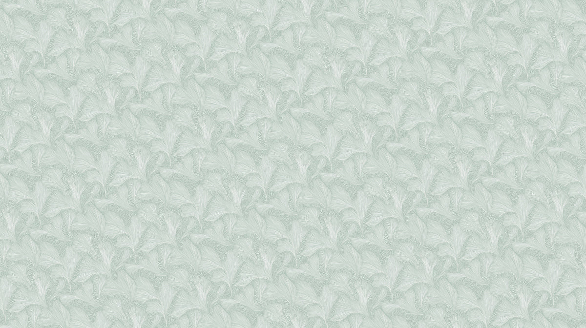 Ginkgo Fan Leaf Mural Wallpaper — Minimalist Mint Green Design Mural Wallpaper - room preview 02
