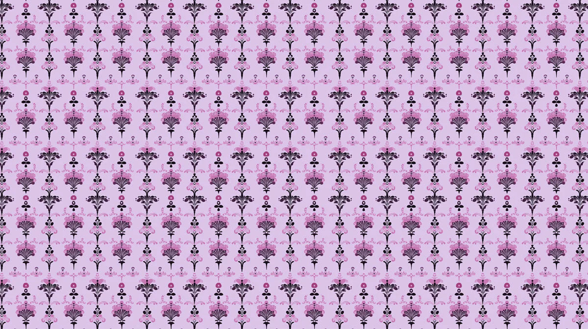 Graphic Bloom Floral Mural Wallpaper —Whimsical Pink and Black Mural Wallpaper - room preview 02