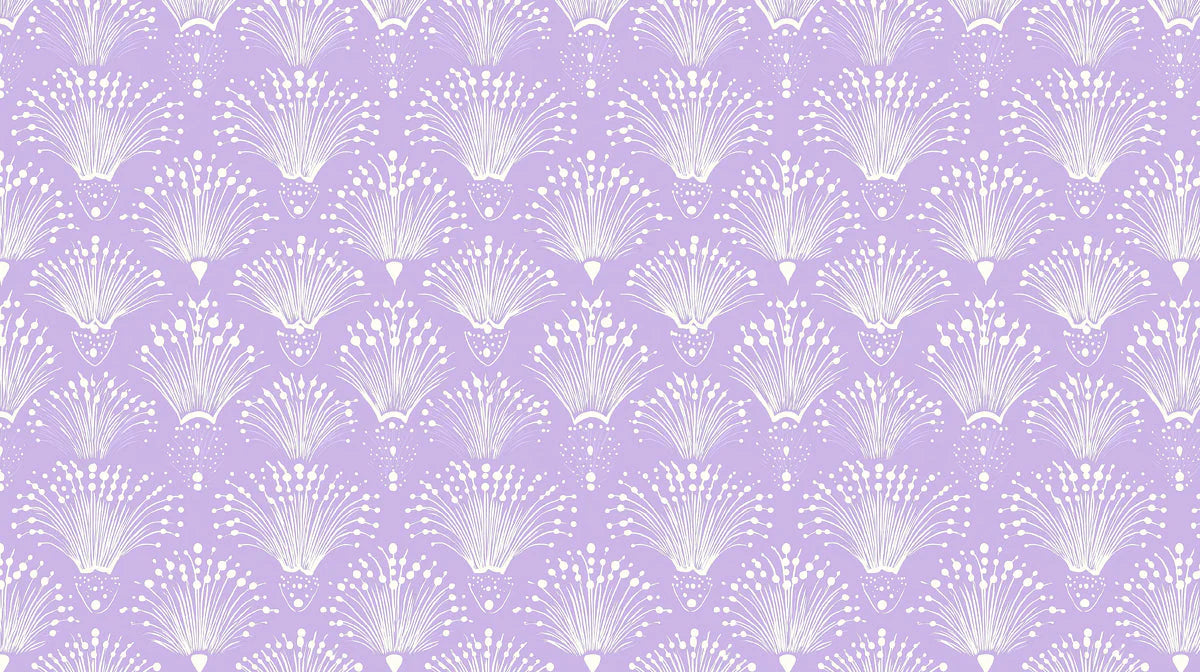 Starburst Floral Mural Wallpaper — Whimsical Lavender Pattern Mural Wallpaper - room preview 02