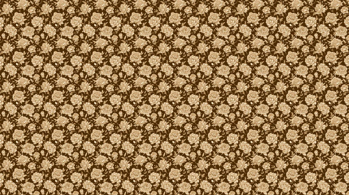 Vintage Rose Engraving Mural Wallpaper in Umber and Cream Mural Wallpaper - room preview 02