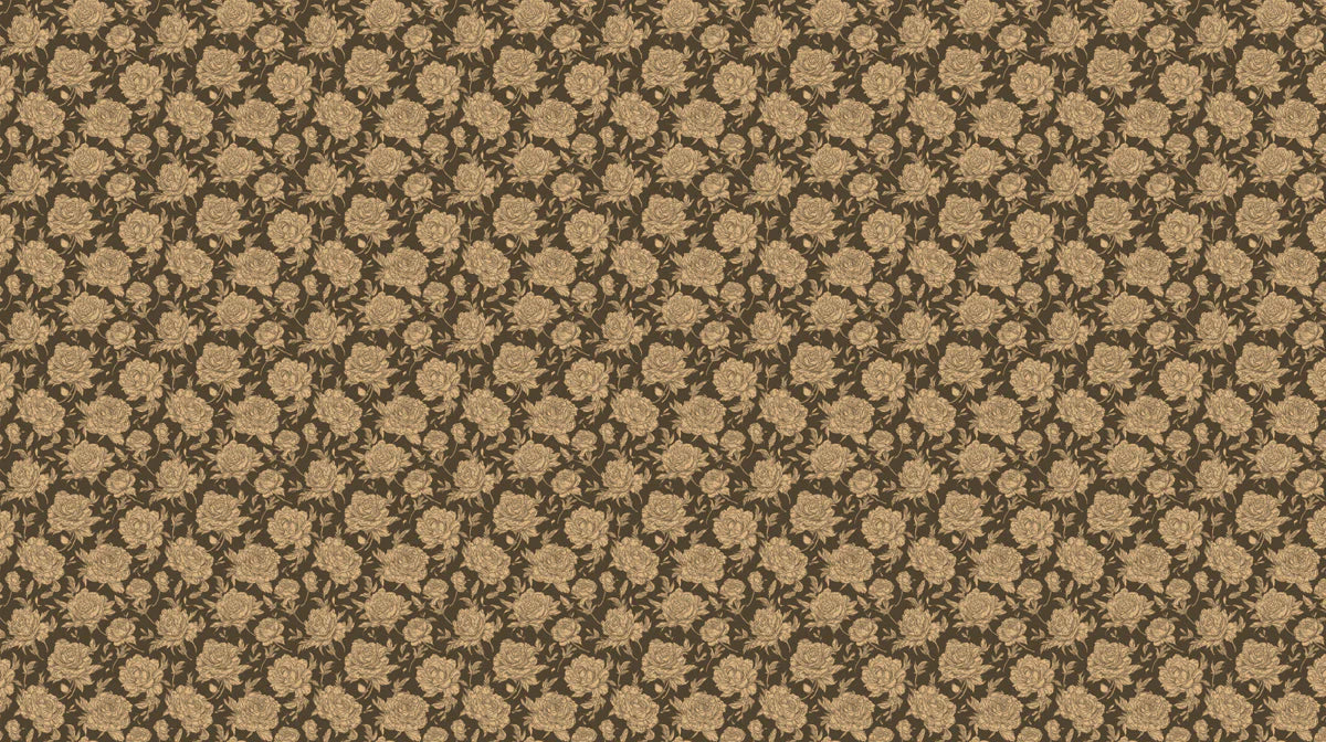 Vintage Rose Line Art Mural Wallpaper —Earthy Monochromatic Style Mural Wallpaper - room preview 02