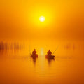 Fishermen at Sunset Mural Wallpaper —Warm Horizon Landscape Mural Wallpaper - room preview 02