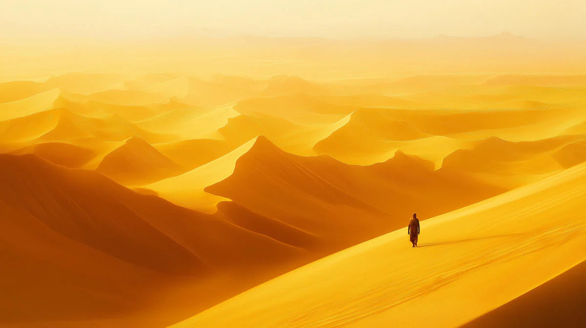 Golden Desert Dune Landscape Mural Wallpaper — Minimalist Horizon Mural Wallpaper - room preview 02