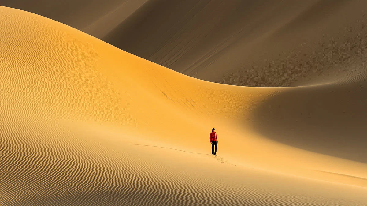 Solitary Desert Dune Mural Wallpaper — Minimalist Wanderlust Style Mural Wallpaper - room preview 02