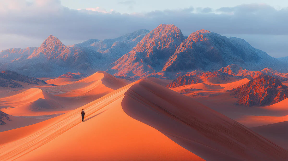 Desert Mountain Vista Mural Wallpaper — Warm Landscape Scenic Mural Wallpaper - room preview 02