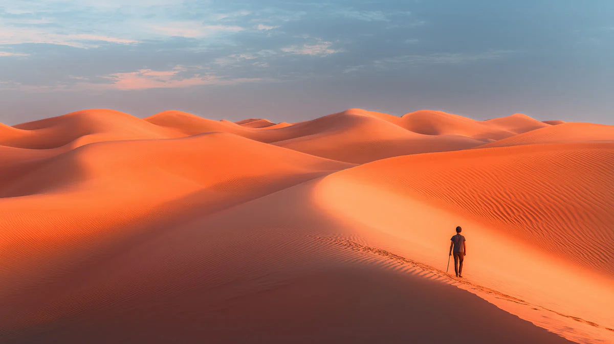 Desert Horizon Mural Wallpaper — Warm Golden Hour Landscape Mural Wallpaper - room preview 02
