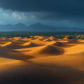 Golden Desert Dunes Mural Wallpaper —Atmospheric Horizon Landscape Mural Wallpaper - room preview 02