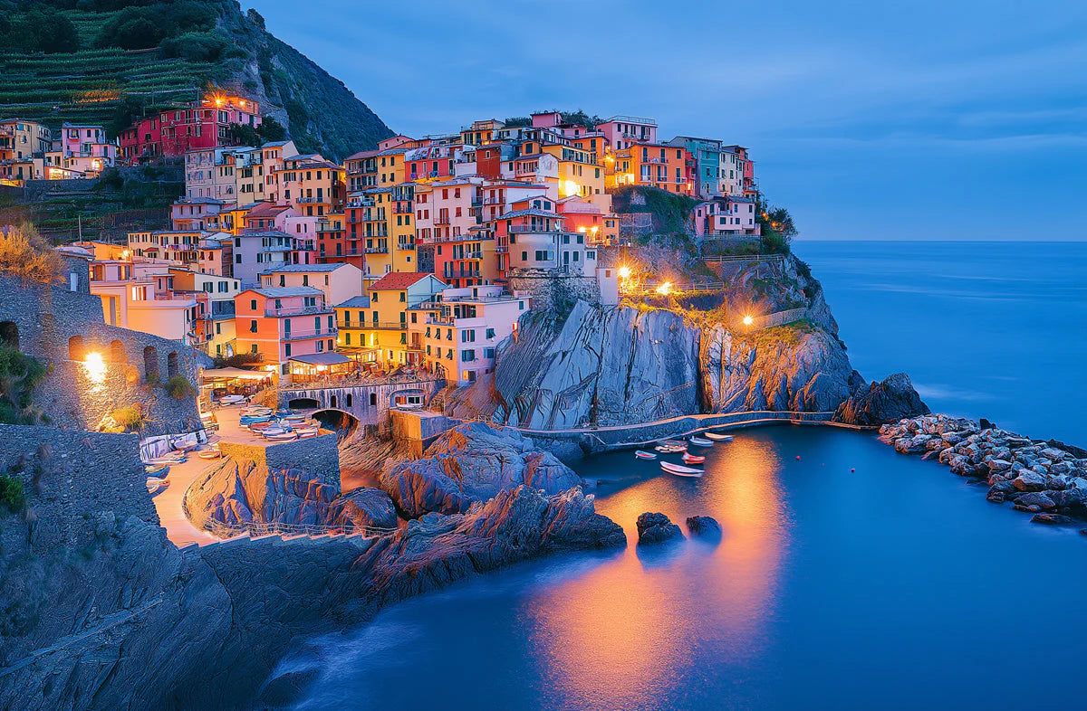 Italian Coastal Village Sunset Mural Wallpaper — Dreamy Mediterranean Mural Wallpaper - room preview 02