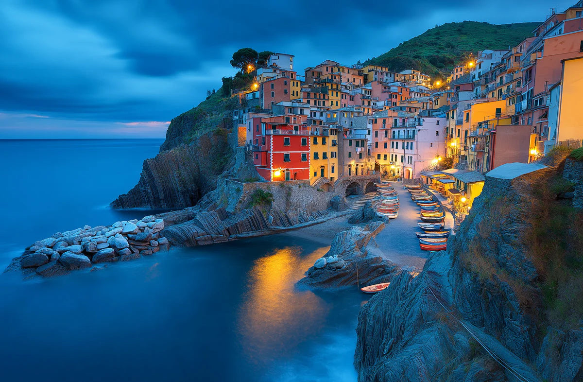 Coastal Italian Cliffside Village Mural Wallpaper — Mediterranean Mural Wallpaper - room preview 02