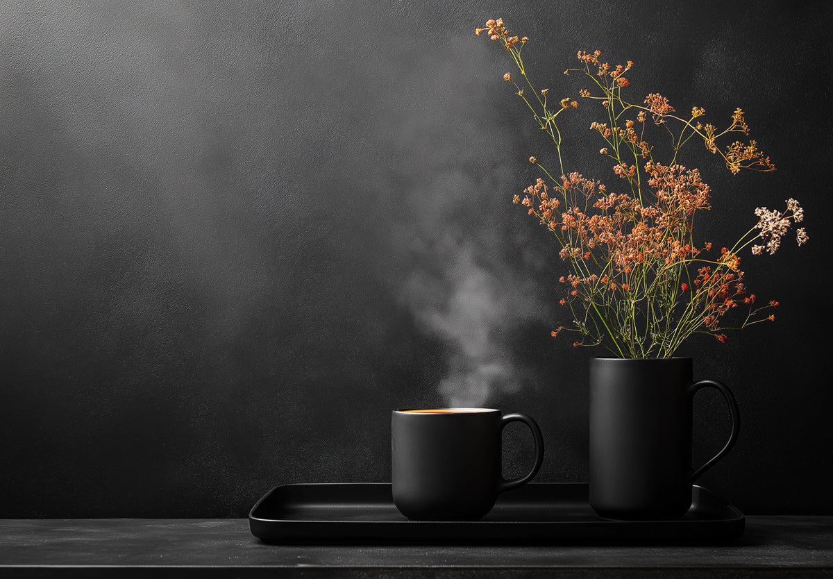 Dried Floral Still Life Mural Wallpaper — Moody Contrast Design Mural Wallpaper - room preview 02