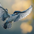 Kingfisher in Flight Mural Wallpaper — Soft Focus Wildlife Mural Wallpaper - room preview 02