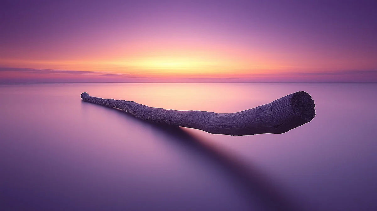 Floating Driftwood Sunset Mural Wallpaper — Ethereal Ombre Horizon Mural Wallpaper - room preview 02